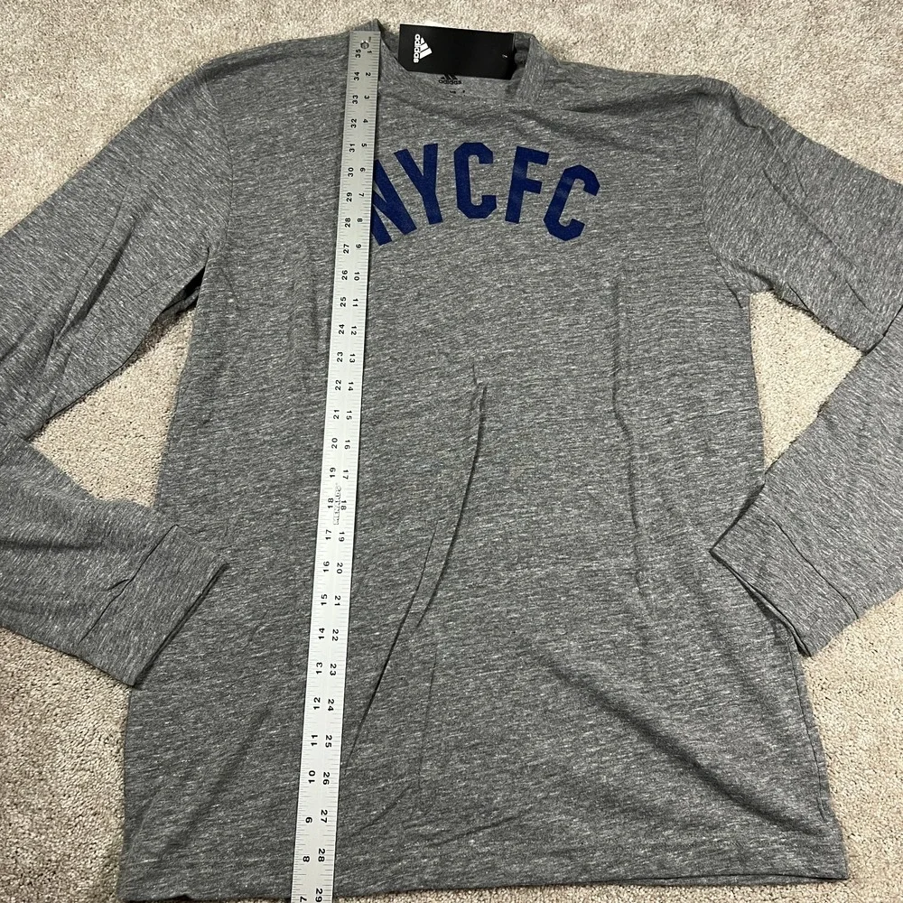Adidas Mens Large‎ Gray New York City FC Long Sleeve Soccer Performance Tee NWT